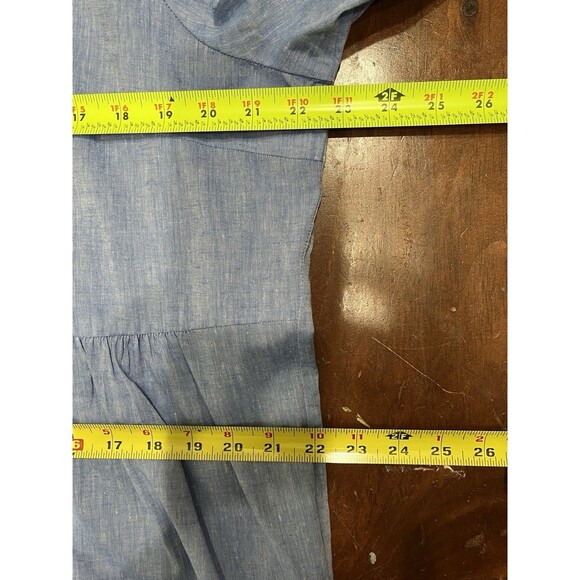 Tuckernuck Lydell Button Front Maxi Dress sz L Womens Chambray Beachy Coastal - Picture 10 of 16
